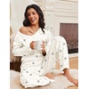 image:imageEkouaer Lounge Sets for Women Long Sleeve Knit Ribbed Pajama Sets 2 Piece Casual Loungewear with PocketsApricot Bowknot