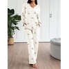 image:imageEkouaer Lounge Sets for Women Long Sleeve Knit Ribbed Pajama Sets 2 Piece Casual Loungewear with PocketsApricot Bowknot