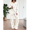 image:imageEkouaer Lounge Sets for Women Long Sleeve Knit Ribbed Pajama Sets 2 Piece Casual Loungewear with PocketsApricot Bowknot