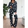 image:imageEkouaer Lounge Sets for Women Long Sleeve Knit Ribbed Pajama Sets 2 Piece Casual Loungewear with PocketsGray Stars