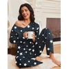 image:imageEkouaer Lounge Sets for Women Long Sleeve Knit Ribbed Pajama Sets 2 Piece Casual Loungewear with PocketsGray Stars