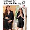 image:imageEkouaer Nightgowns for Women Long Sleeve Night Gown Button Pajama DressBlack