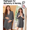 image:imageEkouaer Nightgowns for Women Long Sleeve Night Gown Button Pajama DressDark Grey