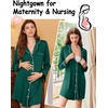 image:imageEkouaer Nightgowns for Women Long Sleeve Night Gown Button Pajama DressGreen