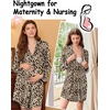 image:imageEkouaer Nightgowns for Women Long Sleeve Night Gown Button Pajama DressLeopard