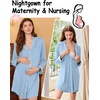 image:imageEkouaer Nightgowns for Women Long Sleeve Night Gown Button Pajama DressLight Blue