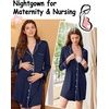image:imageEkouaer Nightgowns for Women Long Sleeve Night Gown Button Pajama DressNavy Blue