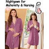 image:imageEkouaer Nightgowns for Women Long Sleeve Night Gown Button Pajama DressPurple