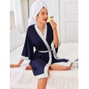 image:imageEkouaer Robes for Women Bathrobe Lightweight Robe 34 Sleeve Knit SleepwearNavy Blue