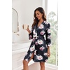 image:imageEkouaer Women Robes Knee Length Kimono Bathrobe Lightweight Soft SleepwearBlack Floral