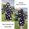 image:imageEkouaer Women Robes Knee Length Kimono Bathrobe Lightweight Soft SleepwearBlack Floral
