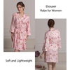 image:imageEkouaer Women Robes Knee Length Kimono Bathrobe Lightweight Soft SleepwearPink Striped Teddy Bear