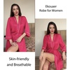 image:imageEkouaer Women Robes Knee Length Kimono Bathrobe Lightweight Soft SleepwearRose Red