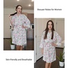 image:imageEkouaer Women Robes Knee Length Kimono Bathrobe Lightweight Soft SleepwearWhite Pink Floral