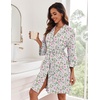 image:imageEkouaer Women Robes Knee Length Kimono Bathrobe Lightweight Soft SleepwearWhite Pink Floral