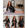 image:imageEkouaer Women Silky Satin Robe Lace Bridesmaid Bathrobes Kimono LoungewearBlack