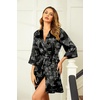 image:imageEkouaer Women Silky Satin Robe Lace Bridesmaid Bathrobes Kimono LoungewearBlack Leopard