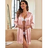 image:imageEkouaer Women Silky Satin Robe Lace Bridesmaid Bathrobes Kimono LoungewearChampagne