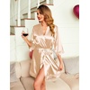 image:imageEkouaer Women Silky Satin Robe Lace Bridesmaid Bathrobes Kimono LoungewearFlesh Color
