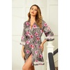 image:imageEkouaer Women Silky Satin Robe Lace Bridesmaid Bathrobes Kimono LoungewearFlower Leopard