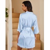 image:imageEkouaer Women Silky Satin Robe Lace Bridesmaid Bathrobes Kimono LoungewearGrey Blue
