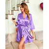 image:imageEkouaer Women Silky Satin Robe Lace Bridesmaid Bathrobes Kimono LoungewearLilac
