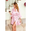 image:imageEkouaer Women Silky Satin Robe Lace Bridesmaid Bathrobes Kimono LoungewearPink White Stripes