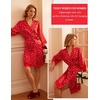 image:imageEkouaer Women Silky Satin Robe Lace Bridesmaid Bathrobes Kimono LoungewearRed Teddy