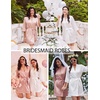image:imageEkouaer Women Silky Satin Robe Lace Bridesmaid Bathrobes Kimono LoungewearWhite