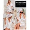 image:imageEkouaer Women Silky Satin Robe Lace Bridesmaid Bathrobes Kimono LoungewearWhite