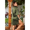 image:imageEkouaer Womens Satin Button Down Nightshirt 34 Sleeve Boyfriend NightgownArmy Green