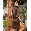 image:imageEkouaer Womens Satin Button Down Nightshirt 34 Sleeve Boyfriend NightgownClay