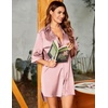 image:imageEkouaer Womens Satin Button Down Nightshirt 34 Sleeve Boyfriend NightgownDark Pink