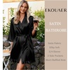 image:imageEkouaer Womens Satin Robes Short Silk Kimono Bath Robe with Pockets01black