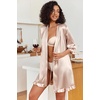 image:imageEkouaer Womens Satin Robes Short Silk Kimono Bath Robe with Pockets01champagne