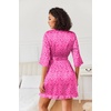 image:imageEkouaer Womens Satin Robes Short Silk Kimono Bath Robe with Pockets01hot Pink Leopard