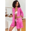image:imageEkouaer Womens Satin Robes Short Silk Kimono Bath Robe with Pockets01hot Pink Leopard