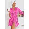 image:imageEkouaer Womens Satin Robes Short Silk Kimono Bath Robe with Pockets01hot Pink Leopard