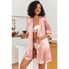 image:imageEkouaer Womens Satin Robes Short Silk Kimono Bath Robe with Pockets01misty Rose