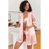 image:imageEkouaer Womens Satin Robes Short Silk Kimono Bath Robe with Pockets01pastel Pink