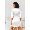 image:imageEkouaer Womens Satin Robes Short Silk Kimono Bath Robe with Pockets01white