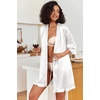 image:imageEkouaer Womens Satin Robes Short Silk Kimono Bath Robe with Pockets01white