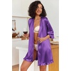 image:imageEkouaer Womens Satin Robes Short Silk Kimono Bath Robe with PocketsDeep Purple