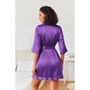 image:imageEkouaer Womens Satin Robes Short Silk Kimono Bath Robe with PocketsDeep Purple