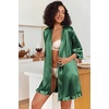 image:imageEkouaer Womens Satin Robes Short Silk Kimono Bath Robe with PocketsEvergreen