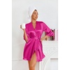 image:imageEkouaer Womens Satin Robes Short Silk Kimono Bath Robe with PocketsHot Pink