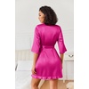 image:imageEkouaer Womens Satin Robes Short Silk Kimono Bath Robe with PocketsHot Pink