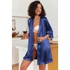 image:imageEkouaer Womens Satin Robes Short Silk Kimono Bath Robe with PocketsNavy