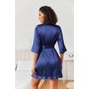 image:imageEkouaer Womens Satin Robes Short Silk Kimono Bath Robe with PocketsNavy