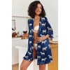 image:imageEkouaer Womens Satin Robes Short Silk Kimono Bath Robe with PocketsNavy Zebra